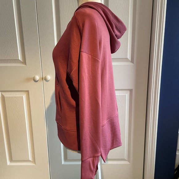 Apana Womens Size Medium Top SweatShirt Pink Hooded Knit Stretch Long Sleeve NWT - Picture 2 of 9